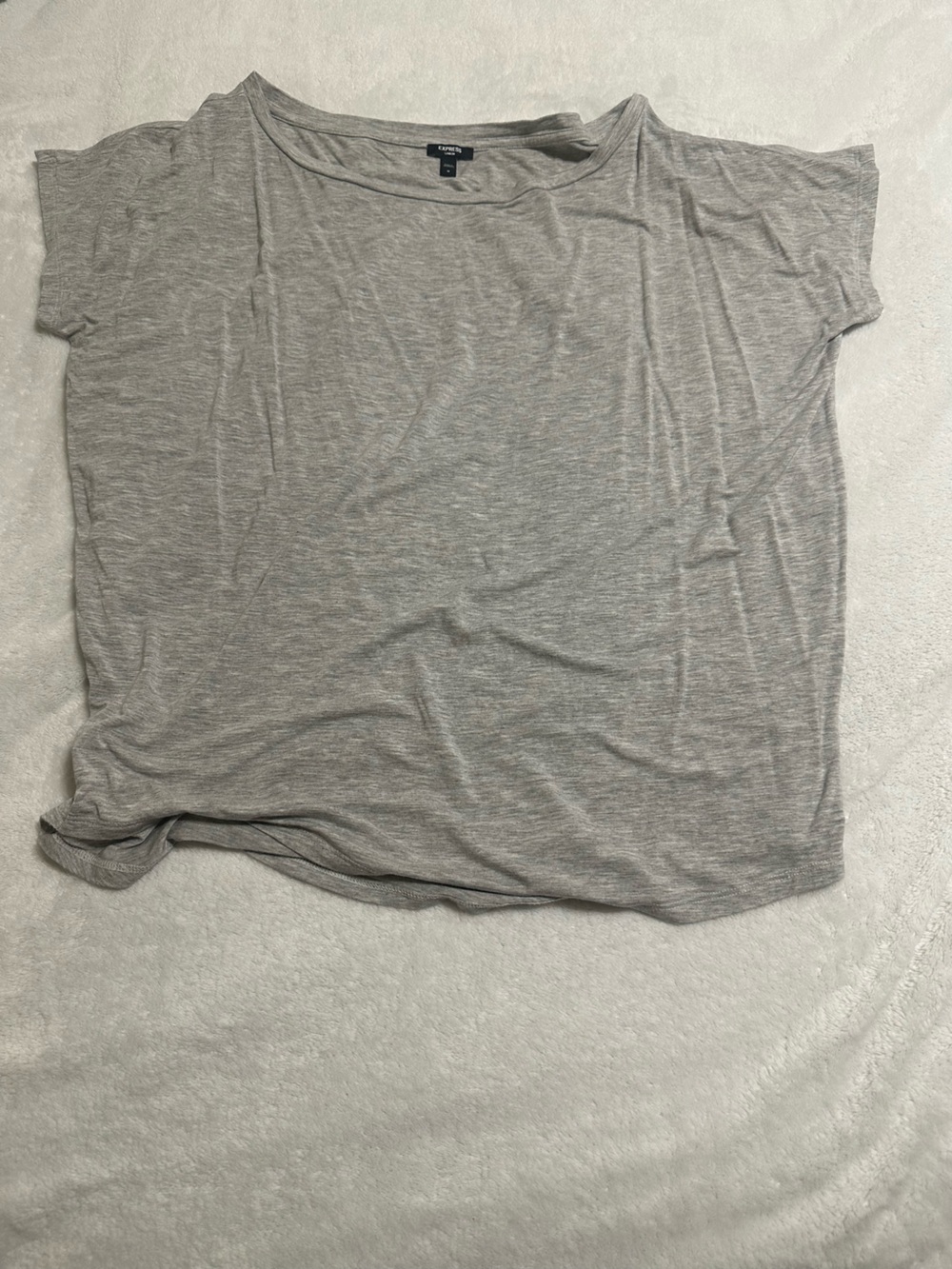 Express Short Sleeve Crewneck Top in Light Gray